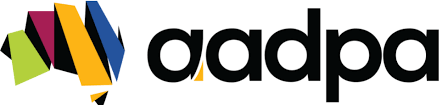 AADPA logo: Australian Airports Association with colorful abstract symbol and black text.