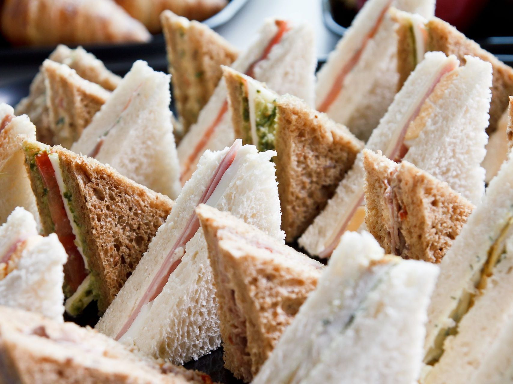 Assorted soups Mixed sandwich platter