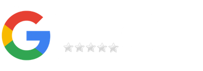 Google logo with a faint five-star rating row beside it