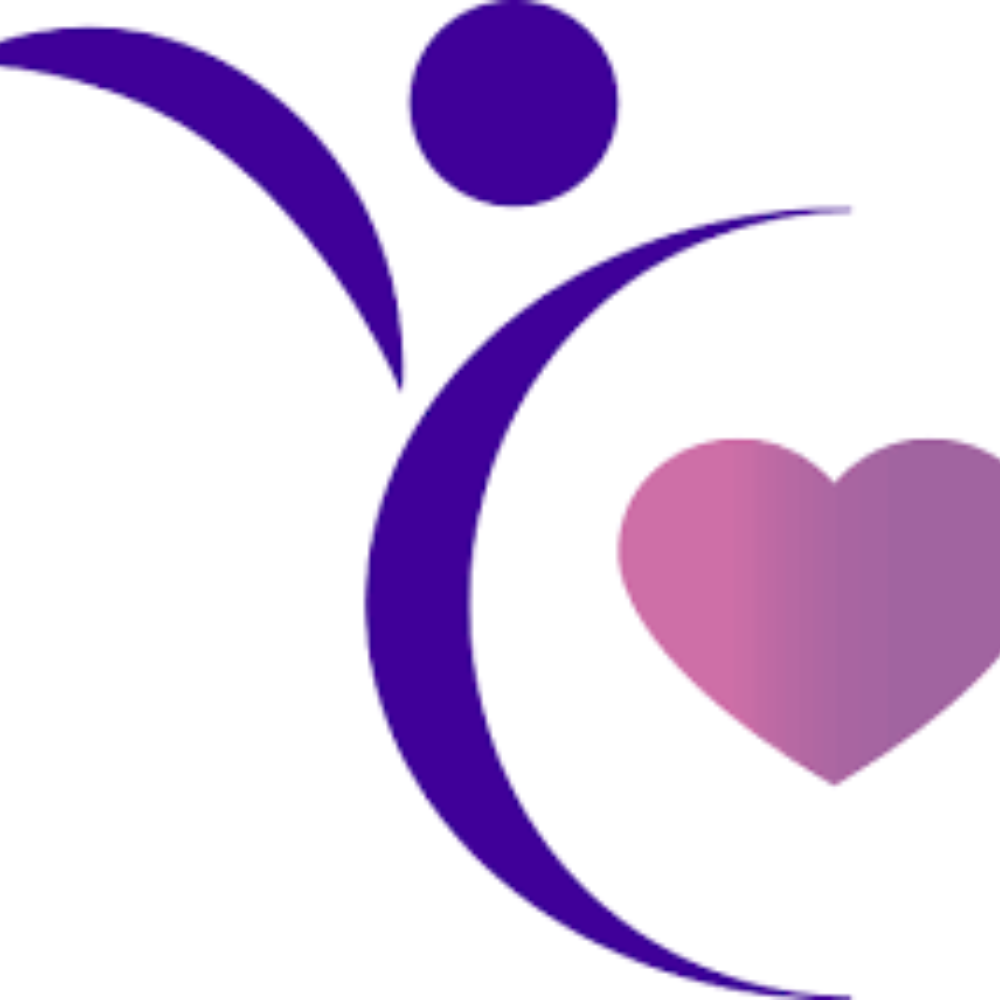 Purple figure with outstretched arms and a pink heart.