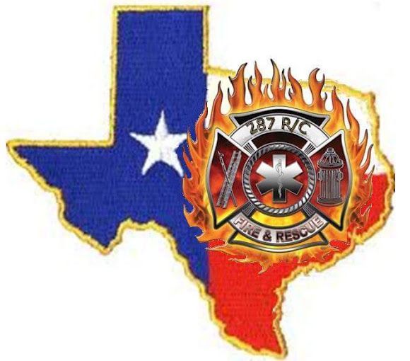  281 R/C Fire and Rescue with a maltese cross on a Texas state flag patch