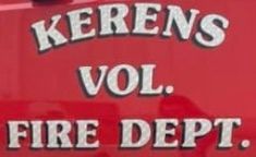 A red sign that says Kerens vol fire dept