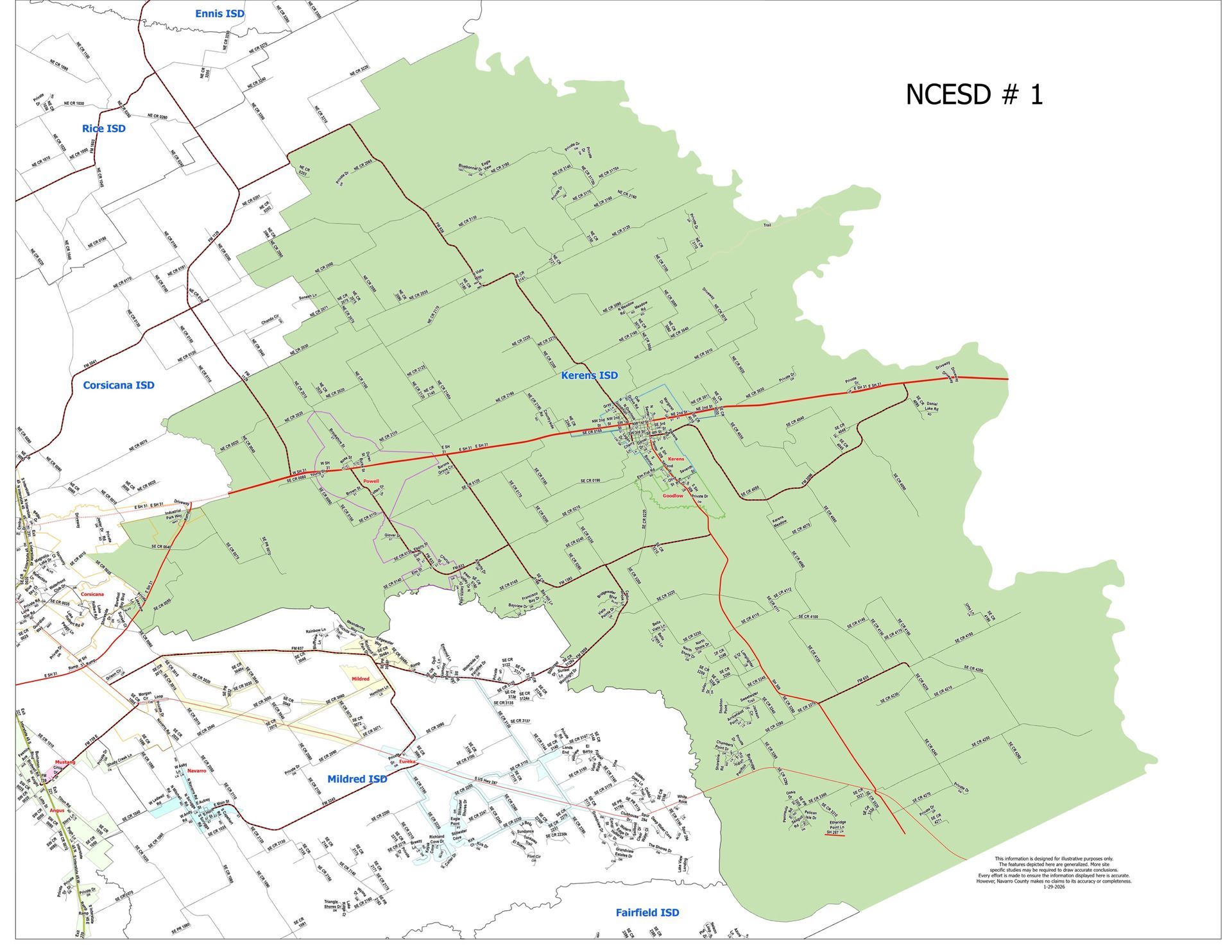 Map of NCESD #1 coverage area.