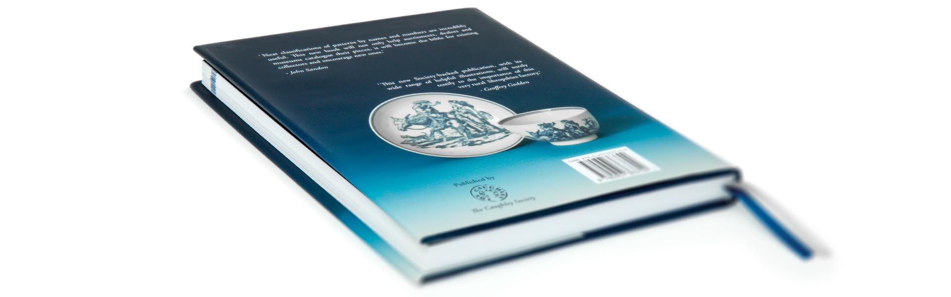 the back of the caughley blue and white pattern book says published by the caughley society