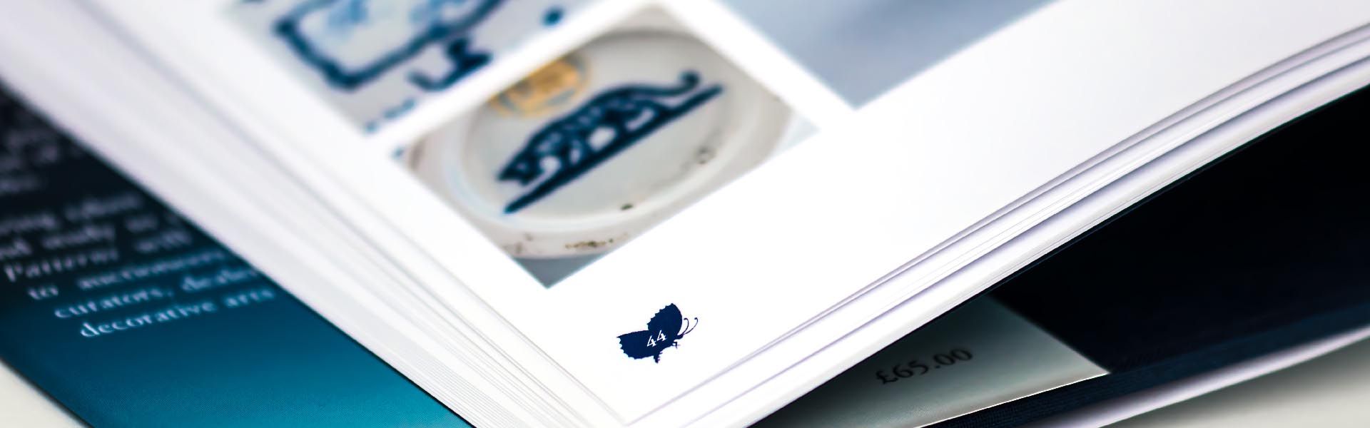 the caughley blue and white pattern book is open to page 