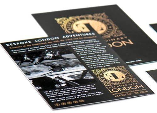 a black and gold brochure for bespoke london adventures