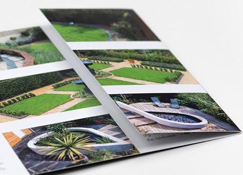 a close up of a brochure with pictures of a garden .