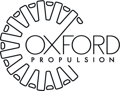 A black and white logo for oxford propulsion.
