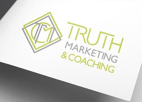 the logo for truth marketing and coaching is on a piece of paper .