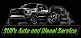 Logo for Still's Mechanical featuring a truck and tires, green text on a black background.