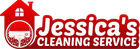 Jessica&rsquo;s Cleaning Service logo in red and white with a house and cleaning bucket icon
