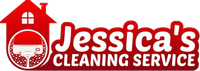 Jessica&rsquo;s Cleaning Service logo in red and white with a house and cleaning bucket icon