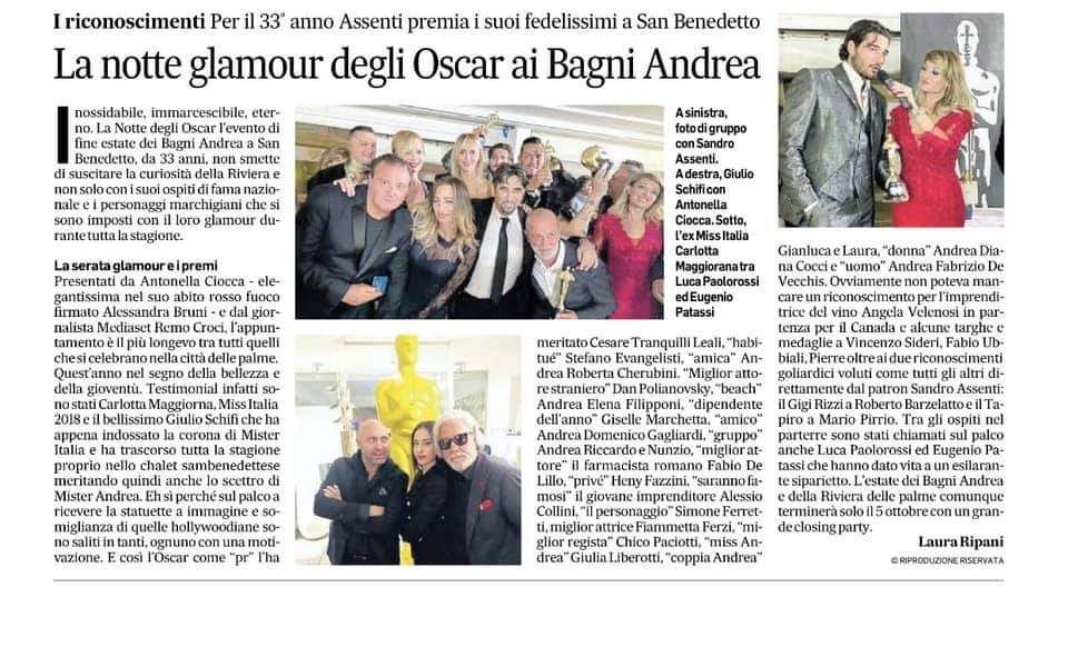 Articolo di giornale sulla cerimonia annuale di premiazione degli