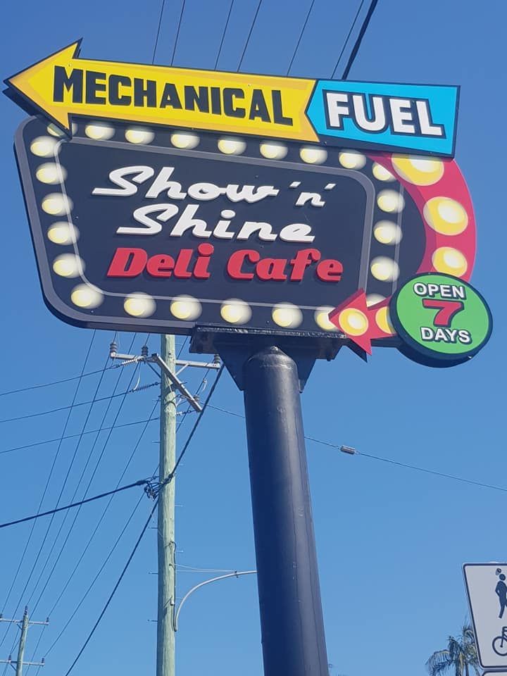 A Mechanical Fuel Sign for Show 'n' Shine Deli Cafe — Print Spot Group in South Murwillumbah, NSW