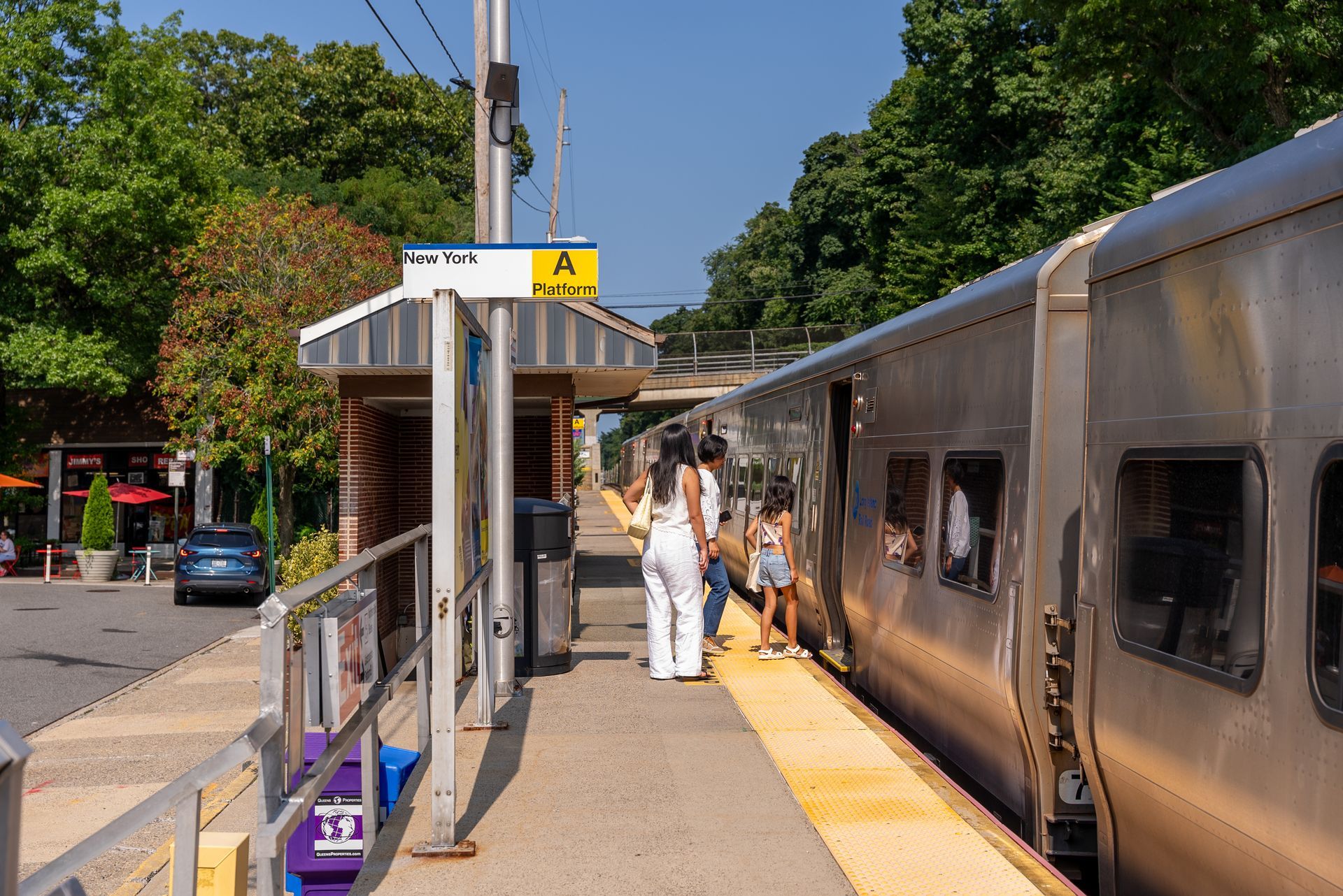 A train station with a sign that says a on it
