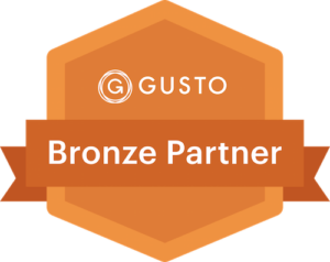 A badge that says gusto bronze partner on it