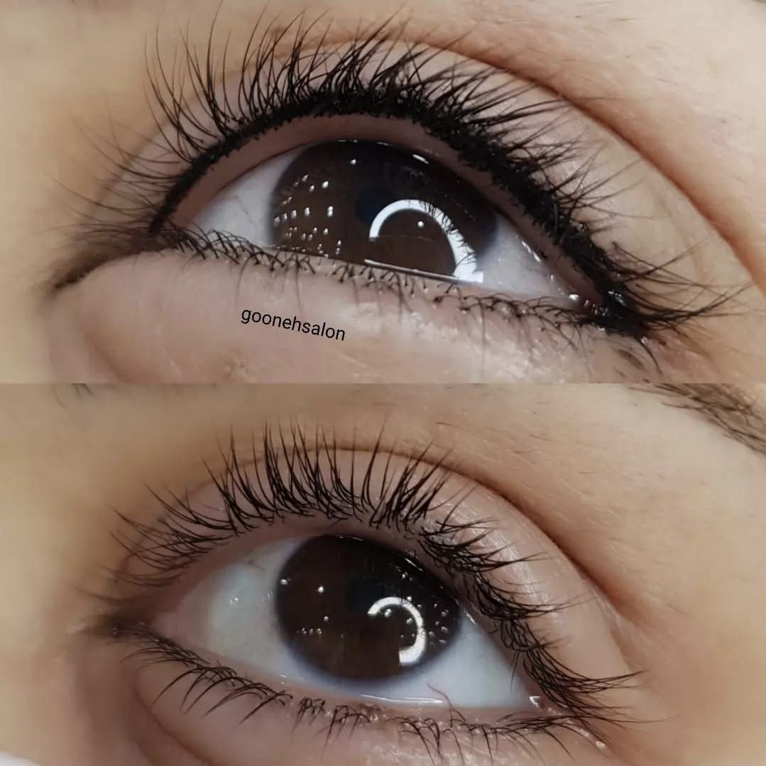 A before-and-after comparison of a person's eye, showing a semi-permanent eyeliner tattoo treatment.