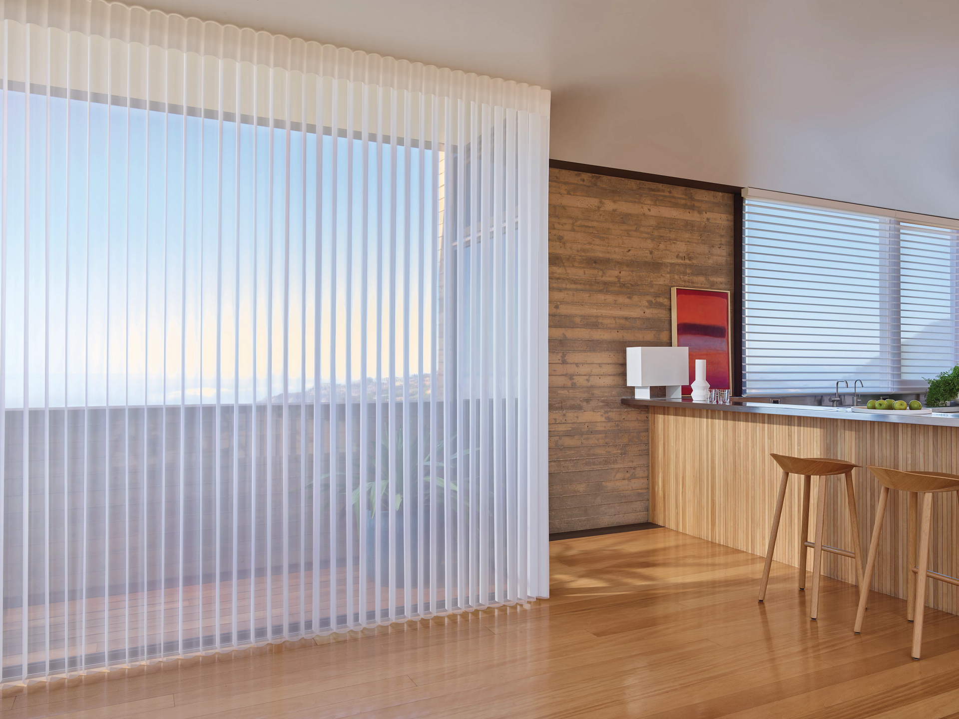 Hunter Douglas Luminette® Sheer Panels on a wide window