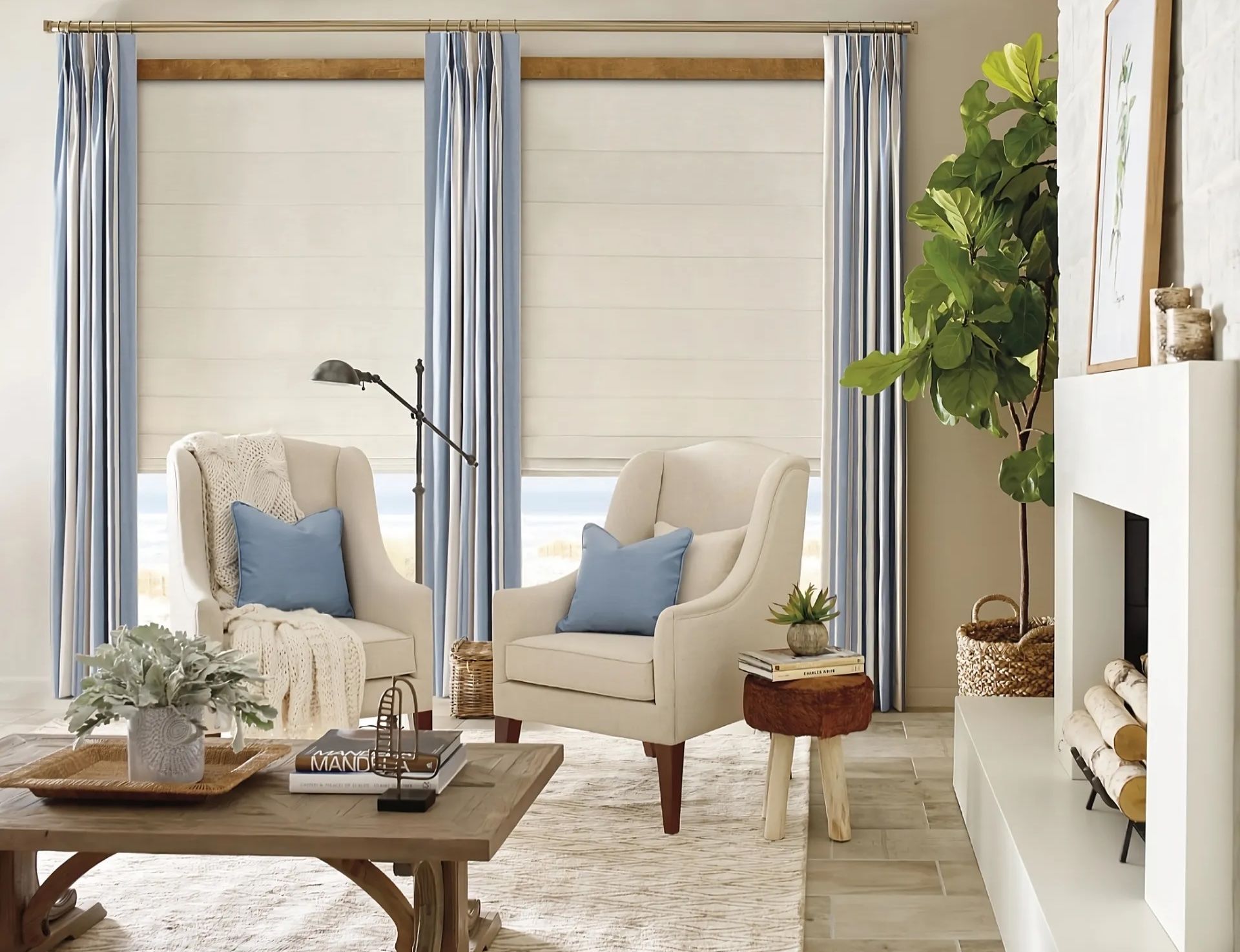 Hunter Douglas Alustra® Woven Textures® Roman Shades near Burlingame, Los Altos, San Carlos, and Menlo Park, California (CA)