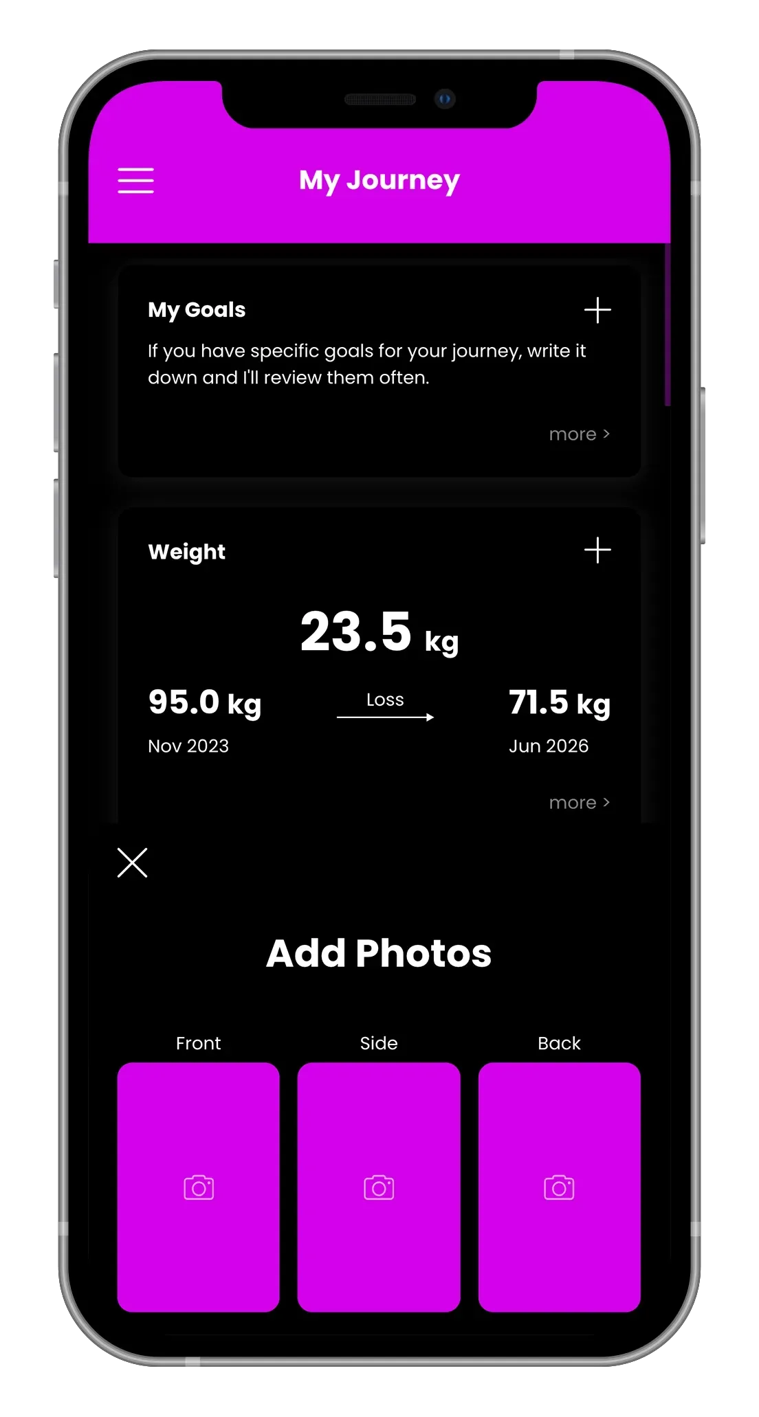 Black smartphone mockup with placeholder text “APP IMAGES TO GO HERE” on the screen
