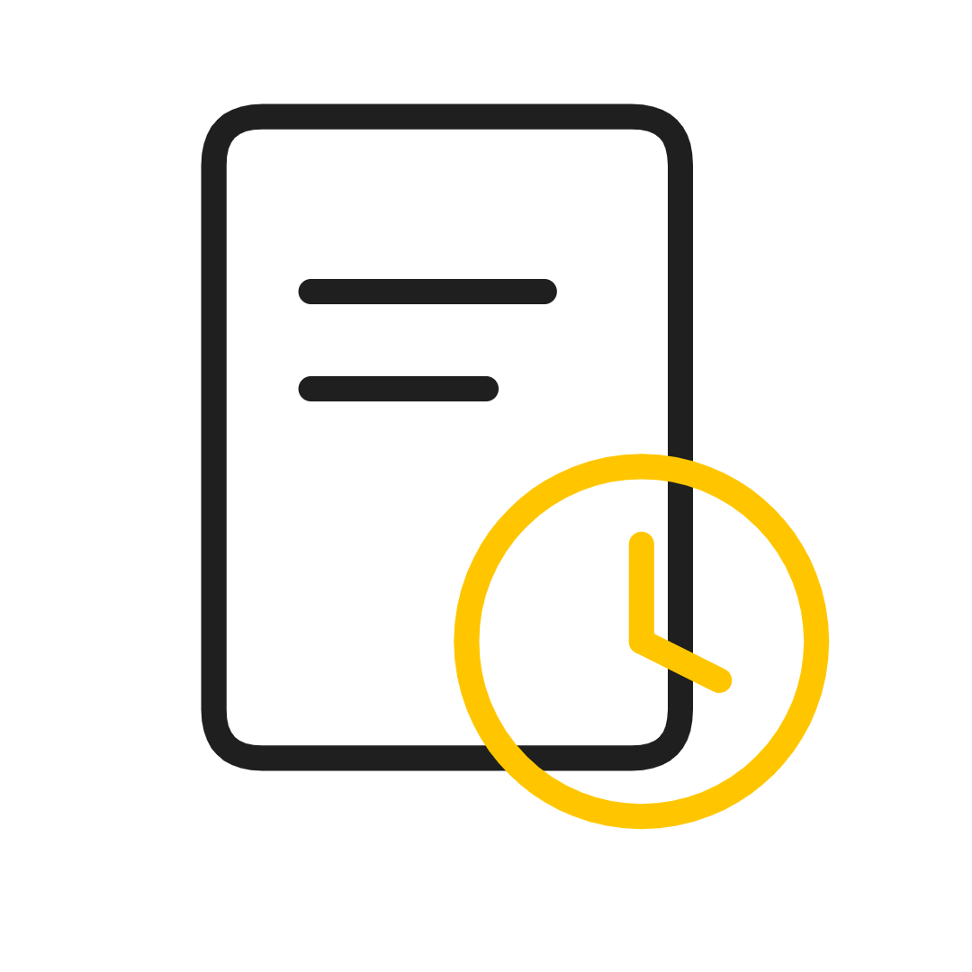 Document icon with a yellow clock overlay, suggesting a time-related file or deadline