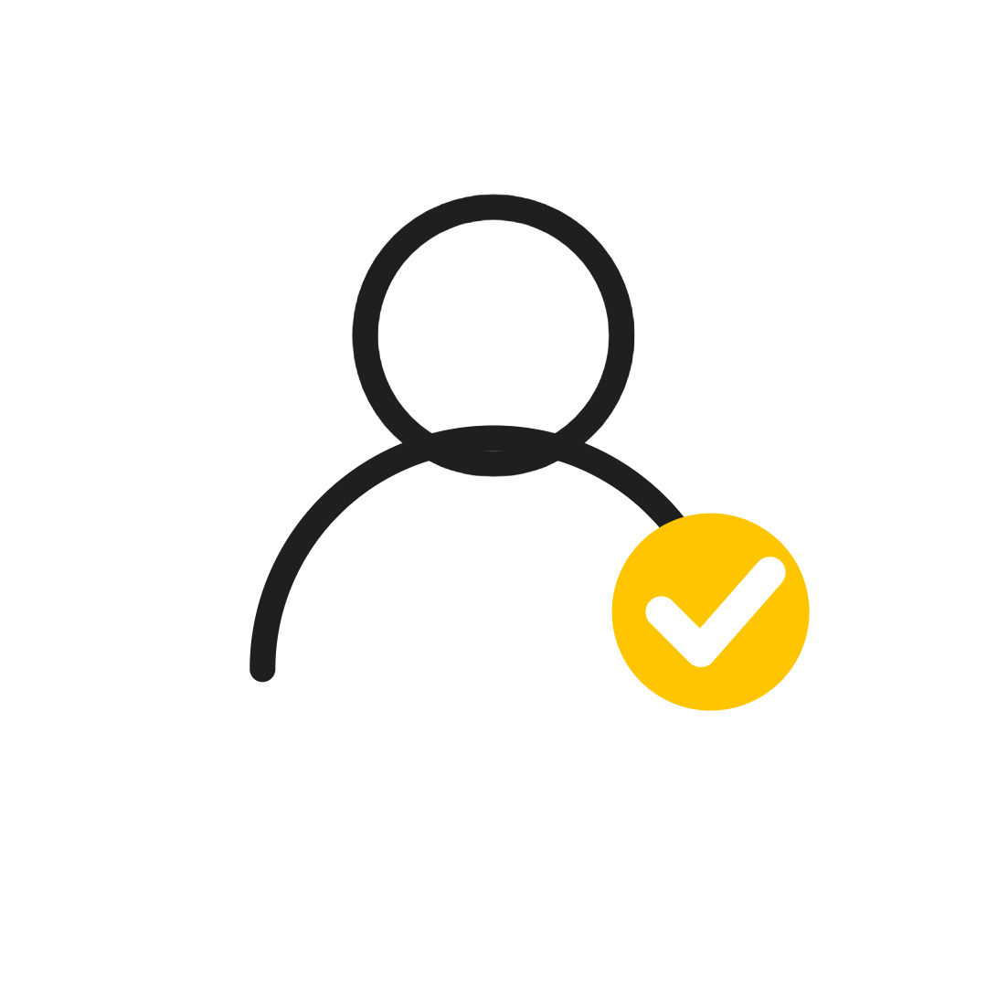 User profile icon with a yellow checkmark badge