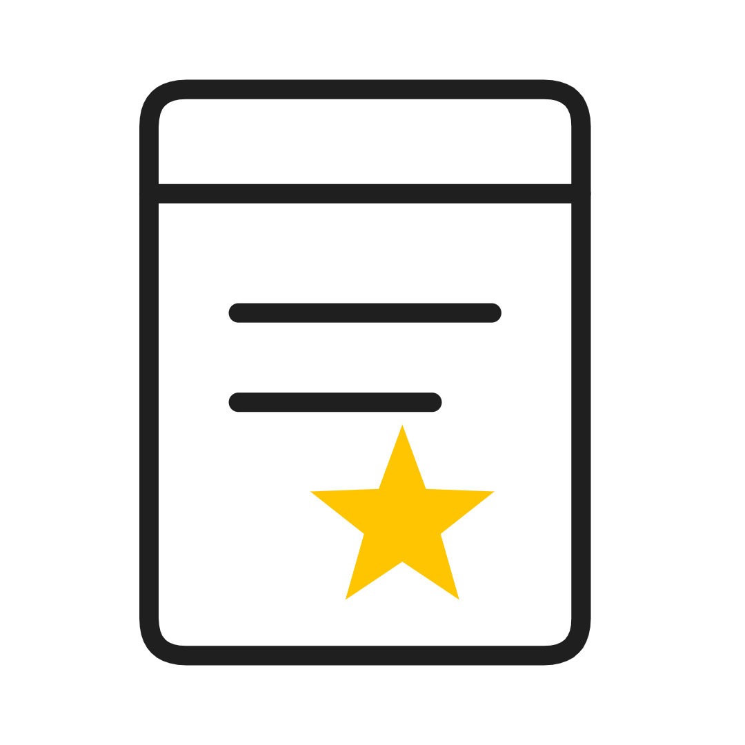 Browser window icon with yellow star badge