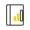 Bar chart icon on a white rounded-rectangle background, with two yellow bars and one outlined black bar