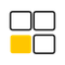 Four rounded squares in a 2x2 grid, with the bottom-left square filled yellow and the others outlined black.