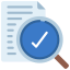 Blue checkmark on a document icon