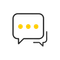 Two overlapping chat bubbles with three yellow dots on a white background