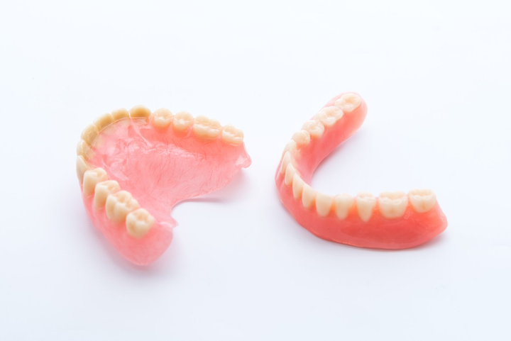 complete set of newly repaired dentures