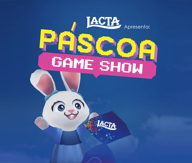 Um pôster do game show pascoa com um coelho