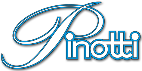 un logo blu e bianco per Pinotti su sfondo bianco