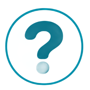 Teal question mark inside a teal-outlined circle on a white background