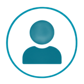 Teal user profile icon inside a circular outline