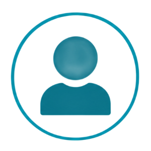 Teal user profile icon inside a circular outline