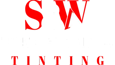 Red SW logo above the word &ldquo;TINTING&rdquo; in red serif letters on a white background