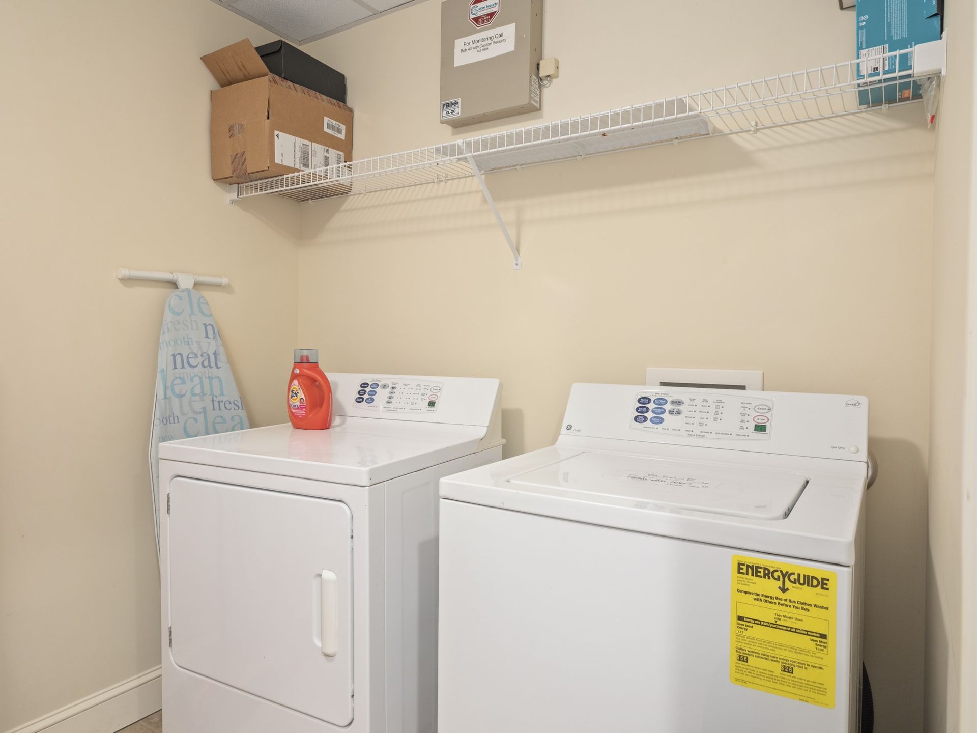 There is a washer and dryer in the laundry room.