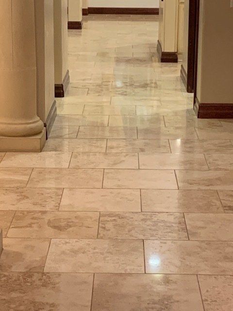 High polish marble tile flooring