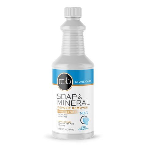 A bottle of MB's Soap and Mineral Deposit Remover