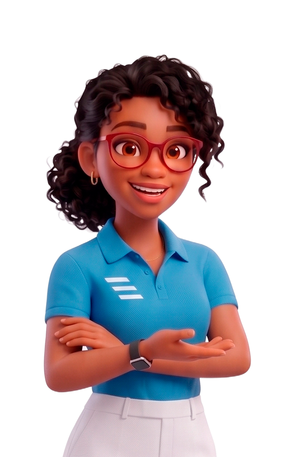 A doll with curly hair is pointing at something