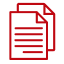 A red icon of two sheets of paper with lines on them.
