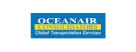 Um logotipo azul e amarelo para os serviços globais de transporte da Oceanair Consolidators.