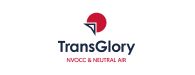 O logotipo da trans glory é um círculo vermelho com um triângulo nele.