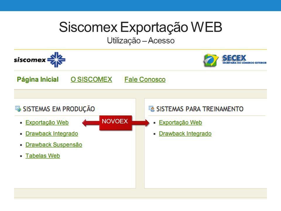 A siscomex exportacao web page is displayed