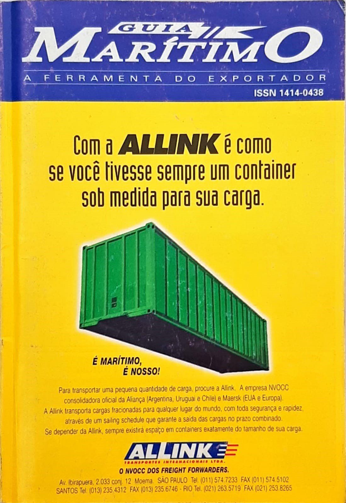 Um livro amarelo intitulado guia marítimo com um recipiente verde na capa