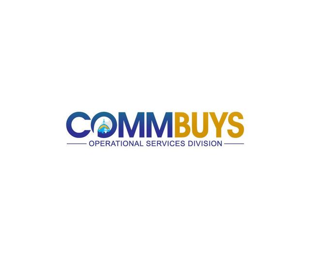 Logo for Commbuys, Operational Services Division. Blue and gold text with a globe icon.