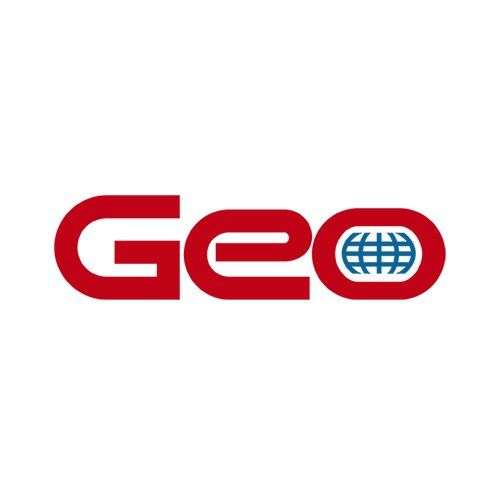 Red GEO logo with a blue globe inside the O