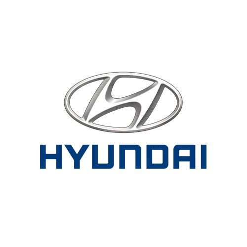 Hyundai logo in silver and blue on a white background